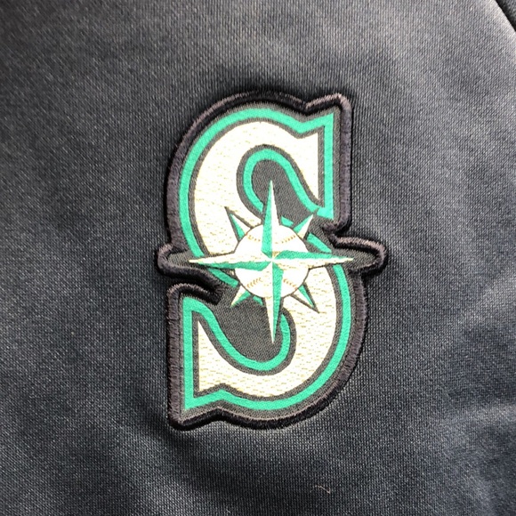Pre Owned S Nike Dri Fit Fleece Lined Seattle Mariners Neoprene 1/3 Zip Jacket - Picture 2 of 5